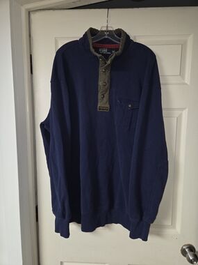 Polo Ralph Lauren Mens 2xlt Vintage Mock Neck T Snap Quarter Zip Pullover Navy